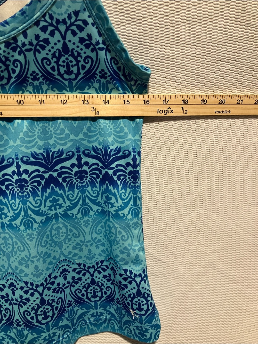 Aqua Blue Patterned Women's Tank Top - Sleeveless Scoop Neck - Picture 5 of 8